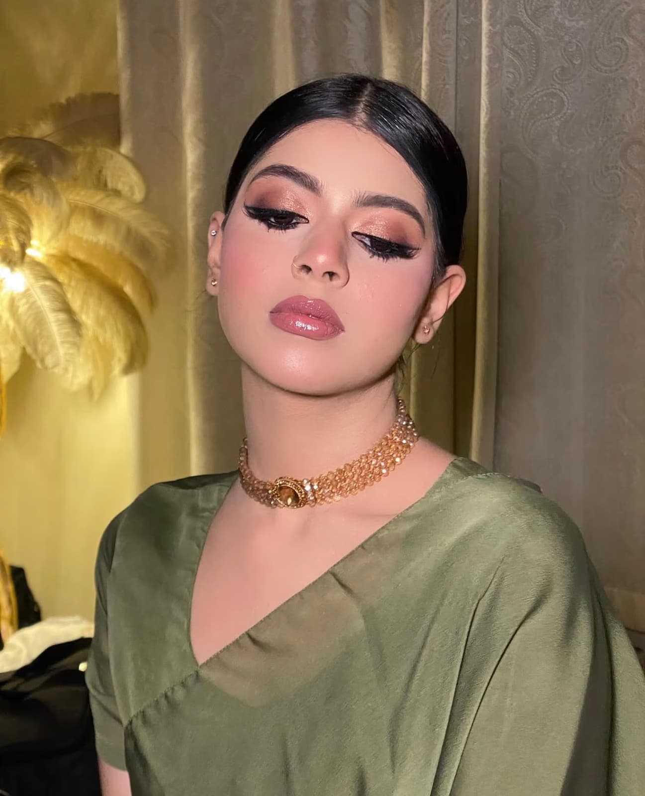 Editorial bronze eye makeup for a fashion campaign by Elani, makeup artist Dubai