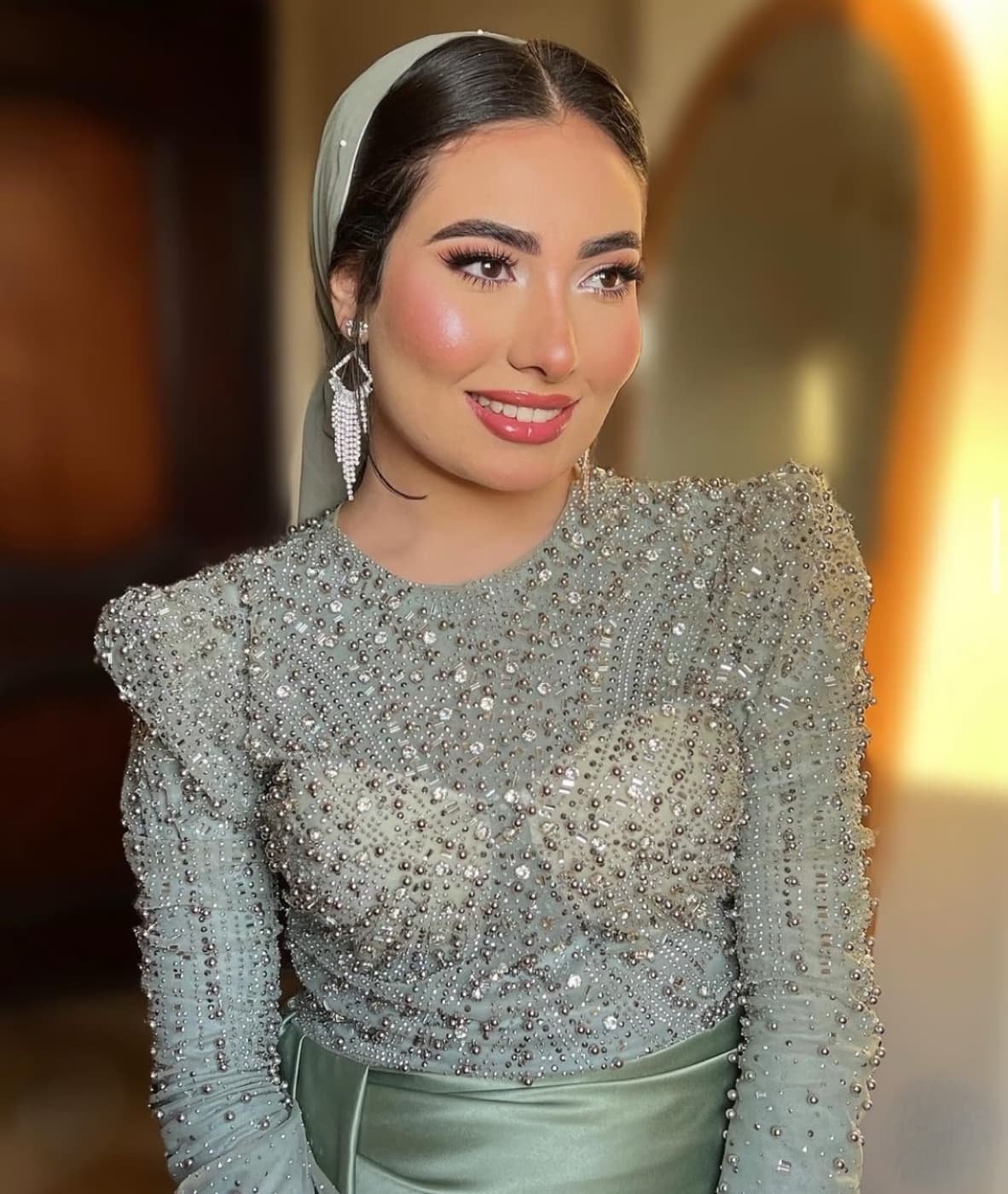 Arabic hijab bridal makeup for a Muslim bride by Elani, makeup artist Dubai